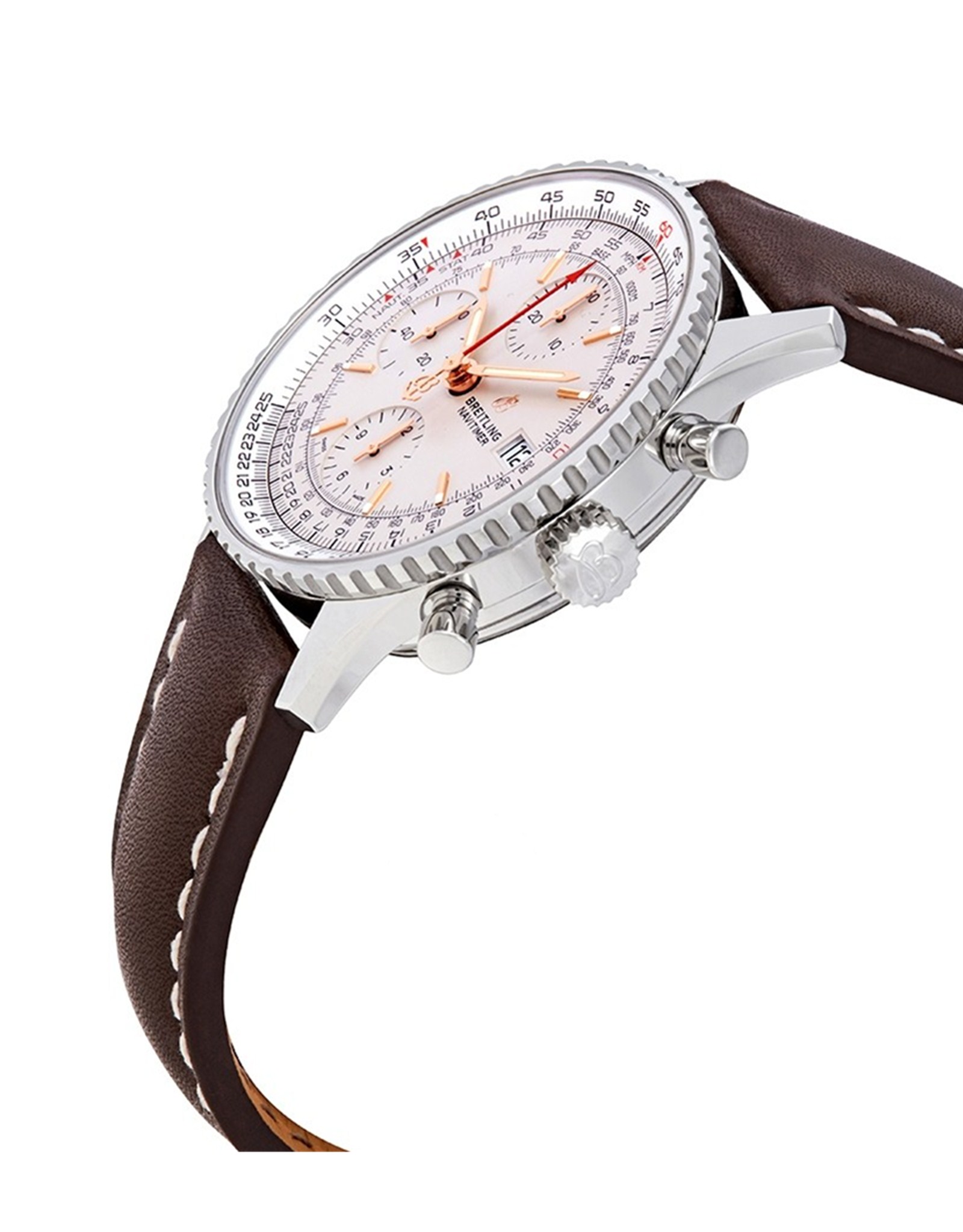 Navitimer Silver Dial Leather Strap A17325241B1P1