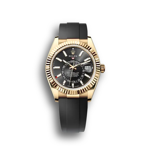 Sky-Dweller: Yellow gold with a bright black dial and an Oysterflex bracelet, m336238-0002