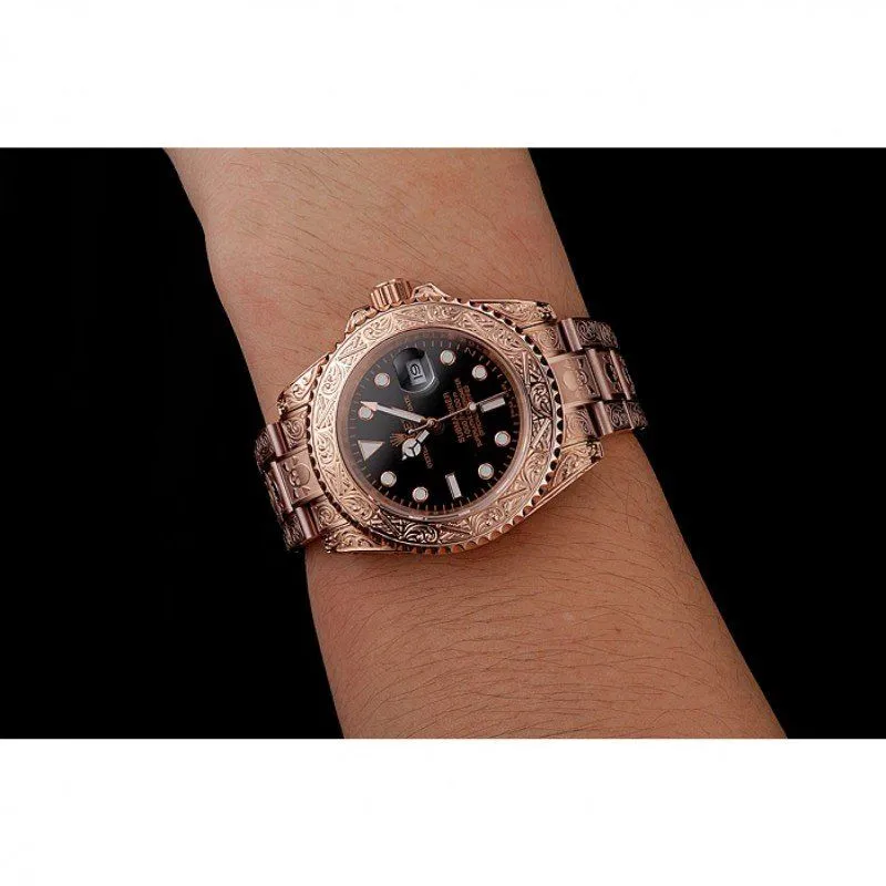 Swiss Submariner Skull Limited Edition Black Dial Rose Gold Case And Bracelet 1454086