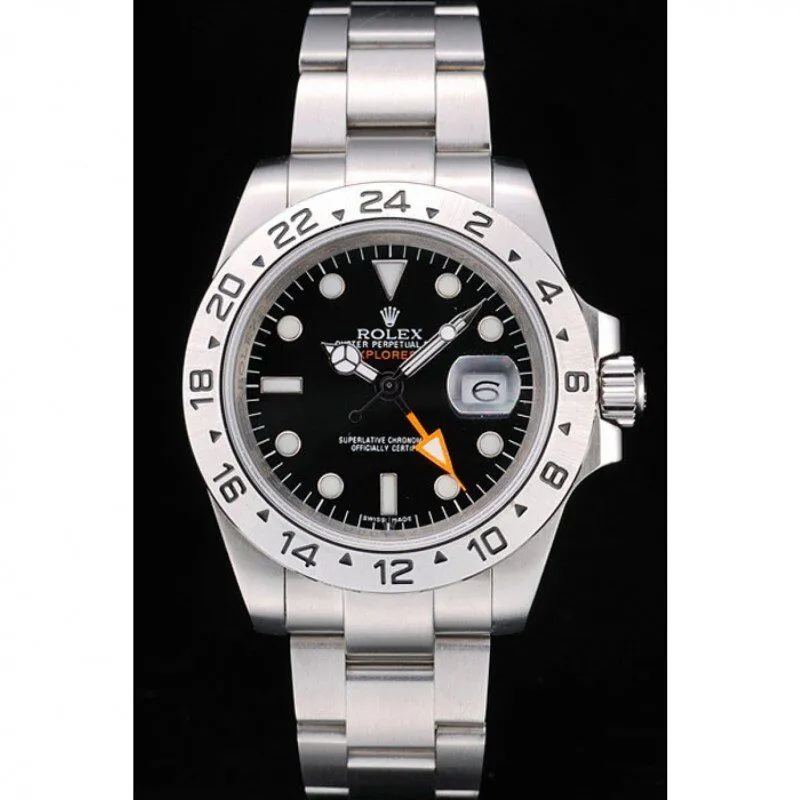 Swiss Explorer Stainless Steel Bezel Black Dial Watch