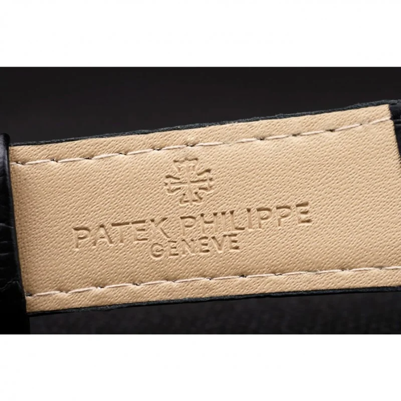 Geneve Calatrava Crystal Studded Dial Black 38 mm, Stainless Steel