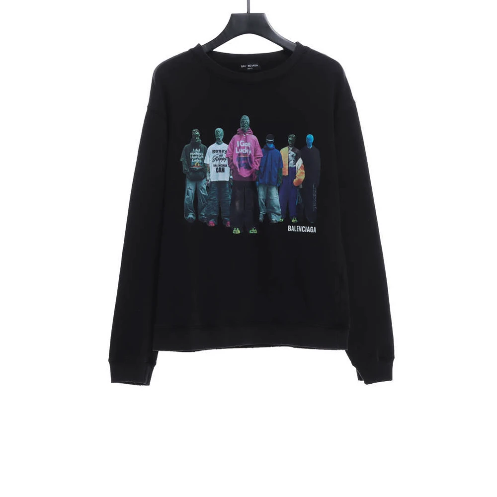 Distressed portrait print sweatshirt