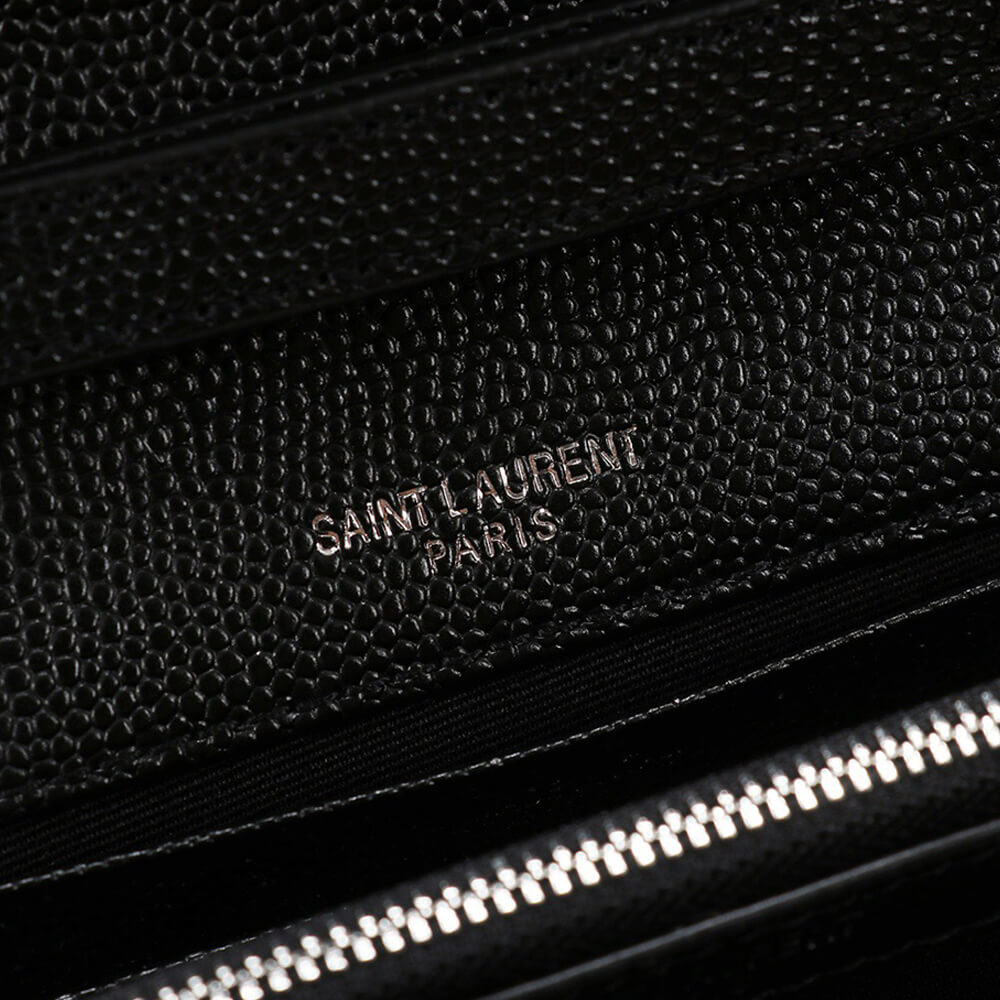 YSL Saint Laurent Chain-strap YSL-plaque grained-leather wallet