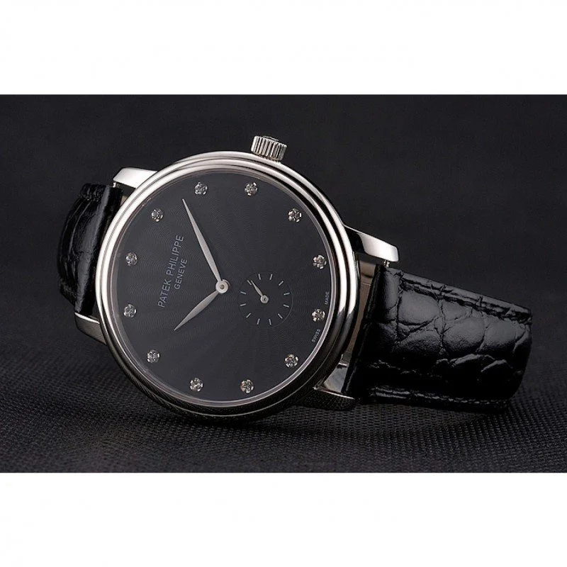 Calatrava Dial Black 41 mm, Stainless Steel