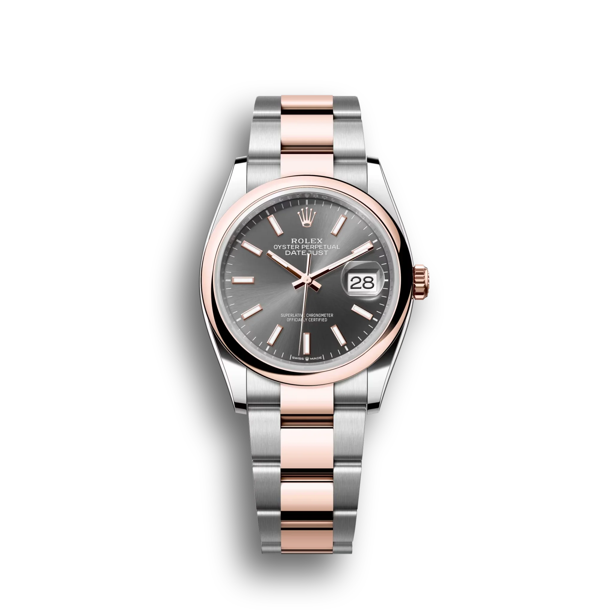 Datejust: Oystersteel and Everose gold, slate dial, Oyster bracelet, m126201-0014