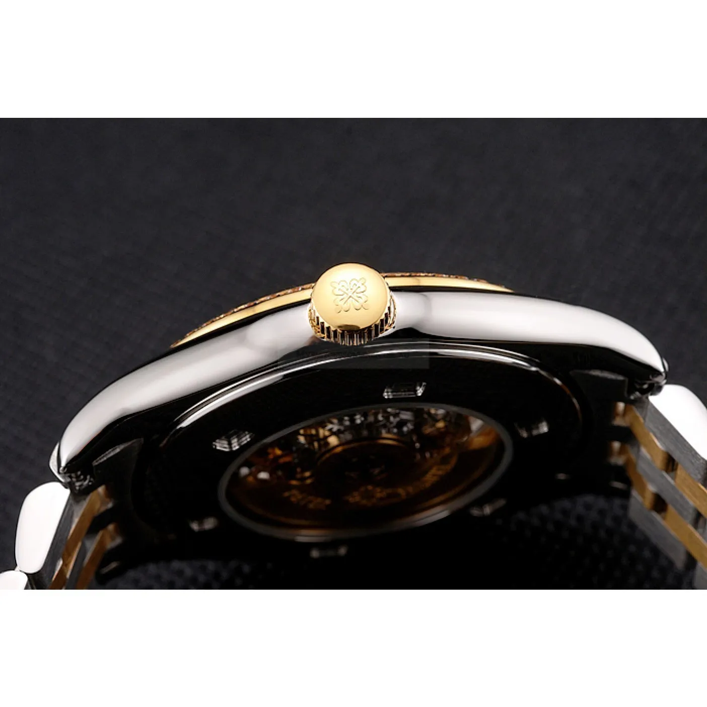Calatrava Openworked Dial White 37 mm, Steel & Yellow Gold