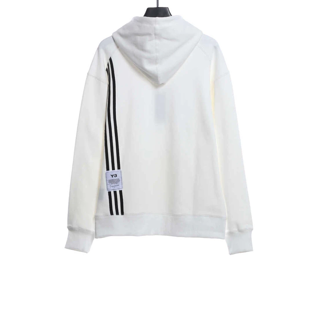 Co-branded three-bar webbing hoodie(Black & White)