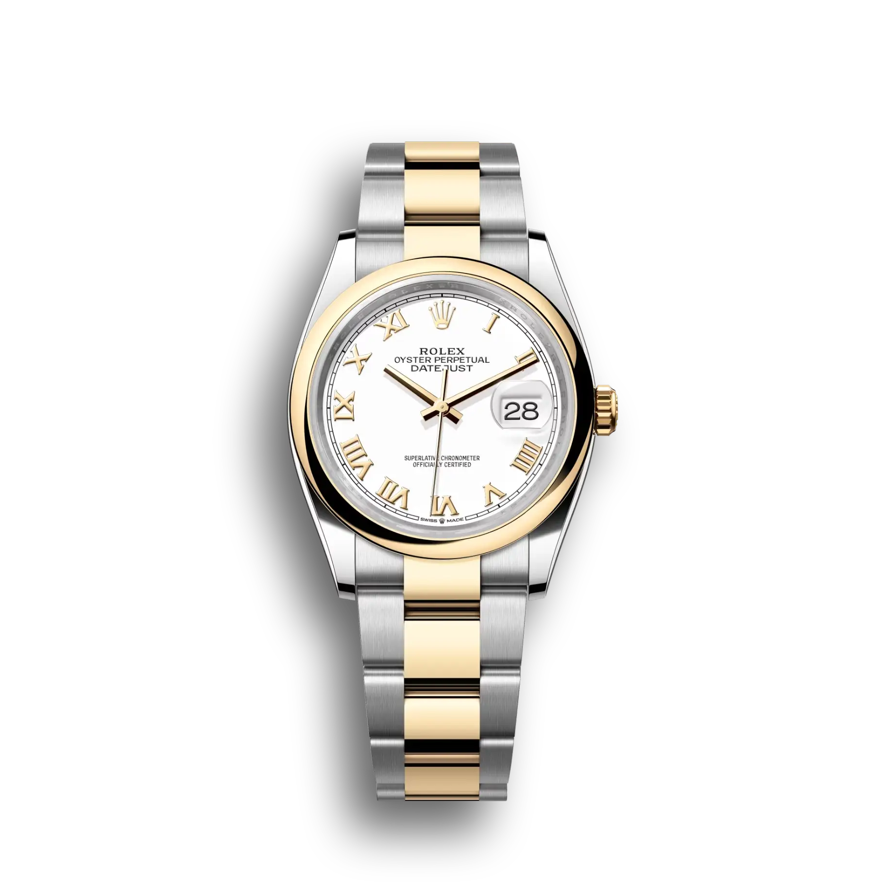 Datejust: Oystersteel and yellow gold, white dial, m126203-0030