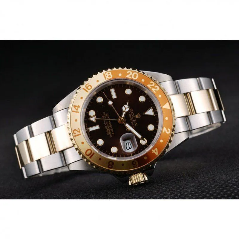 GMT Master II Gold Colored Ceramic Bezel Brown Dial Watch