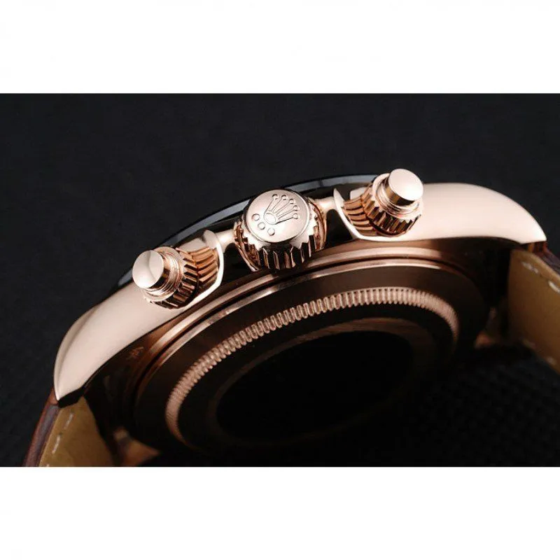 Cosmograph Daytona Brown Dial Rose Gold Case Brown Leather Bracelet 1454243