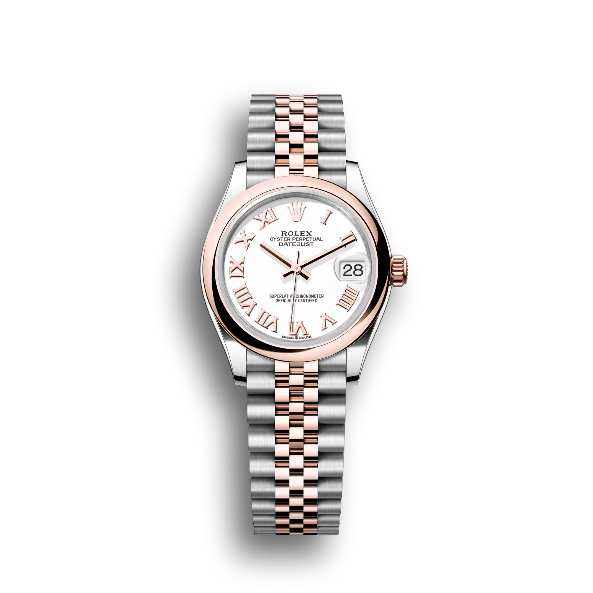 Datejust: Oystersteel and Everose gold, white dial, Jubilee bracelet, m278241-0002