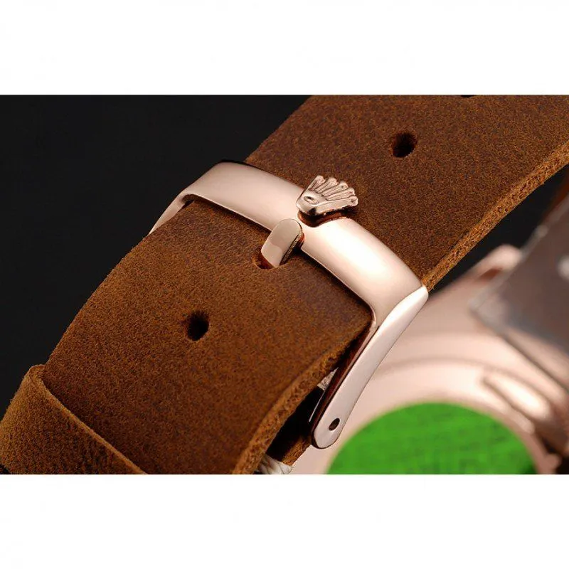 Yacht-Master Black Dial Brown Bezel Rose Gold Case Brown Leather Bracelet 1453860