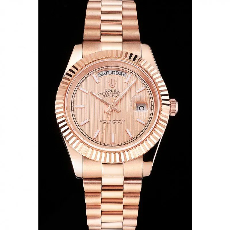 Swiss Day-Date 40 Rose Gold Etched Dial Rose Gold Case And Bracelet