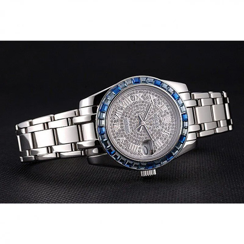 Datejust Diamond Dial Blue Jewels Bezel Stainless Steel Case And Bracelet 622834