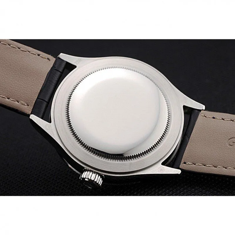 Swiss Cellini Time Silver Case White Dial Black Leather Bracelet 622653