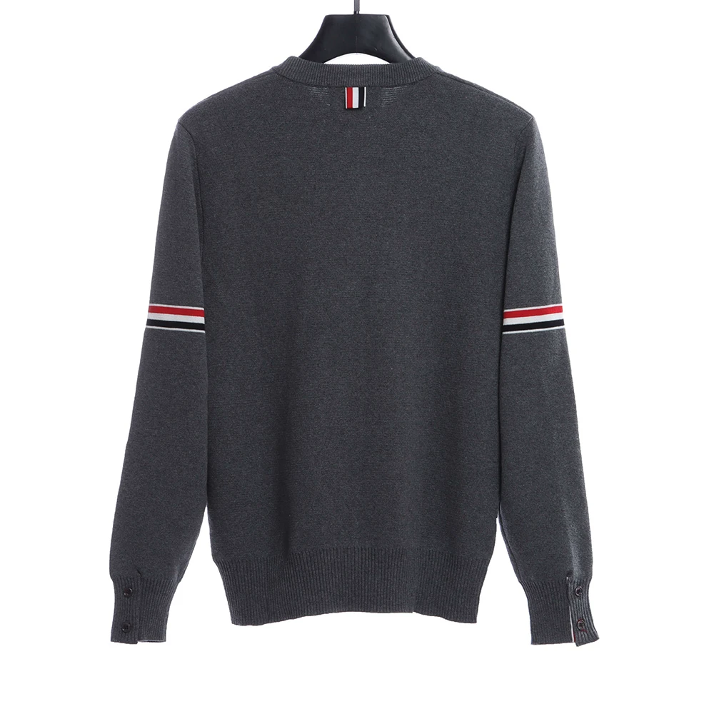 Double Sleeve Webbing Armband Crew Neck Sweater