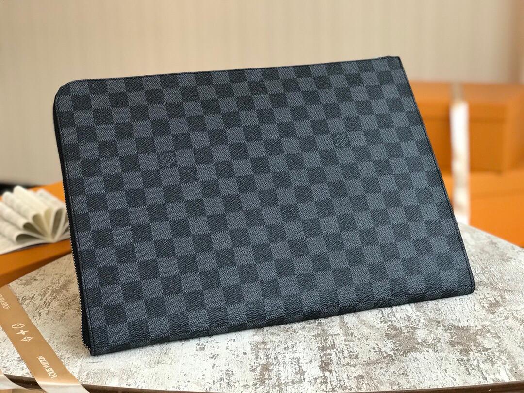 Louis Vuitton N64437 Men Pochette Jour GM Damier Graphite Nvprod and Epi leather
