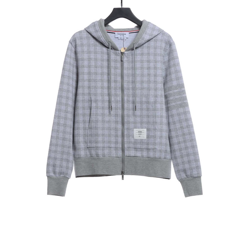 Check Jacquard Zip Hoodie (Black / Grey)