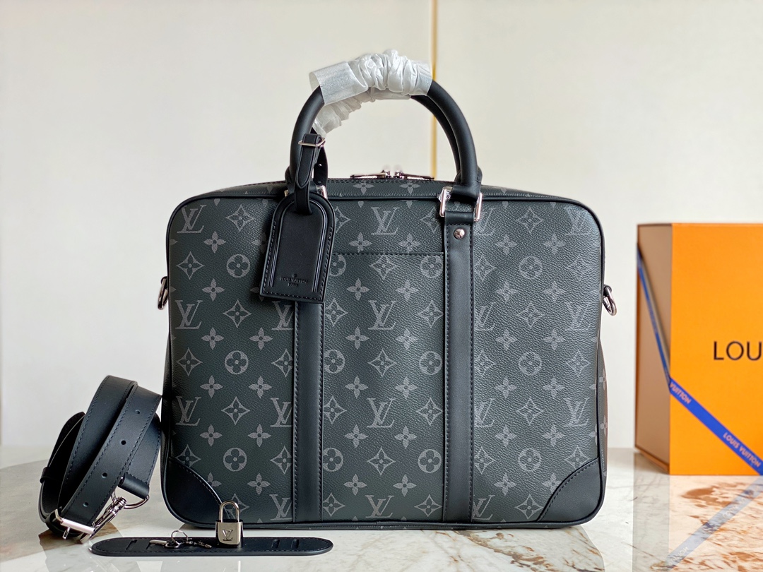 Louis Vuitton M46457 Porte-Documents Voyage PM Monogram Eclipse Coated Canvas