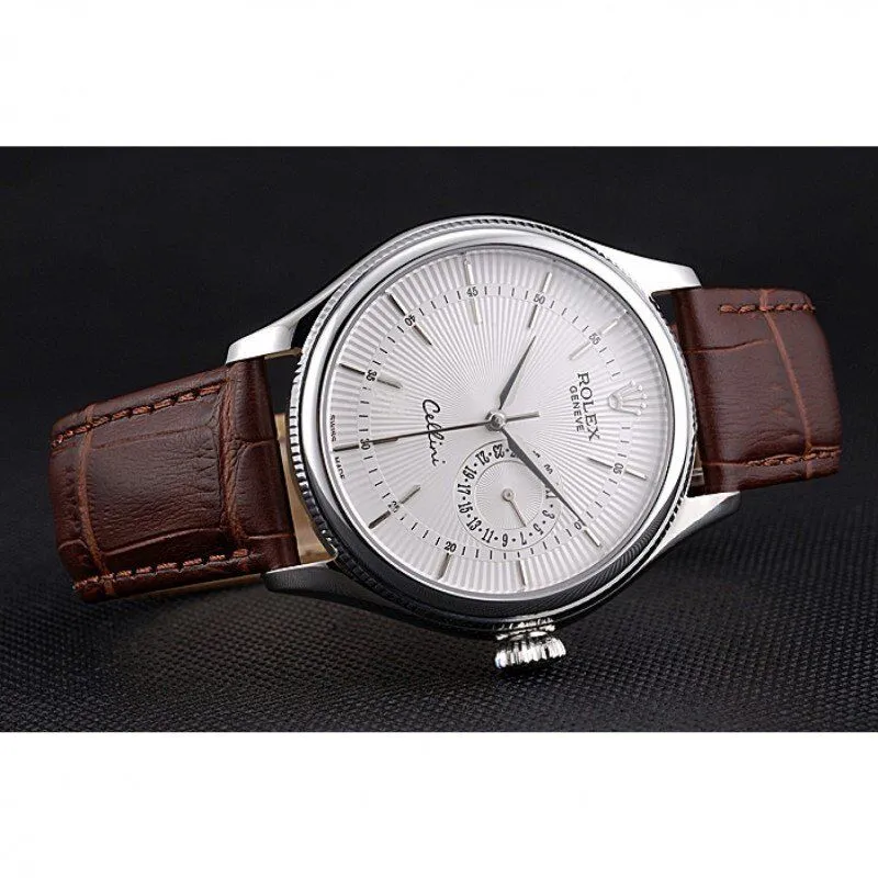 Cellini White Dial Stainless Steel Case Brown Leather Bracelet 622723
