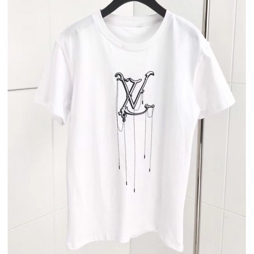 Louis Vuitton Logo and Chain Print T-Shirt White
