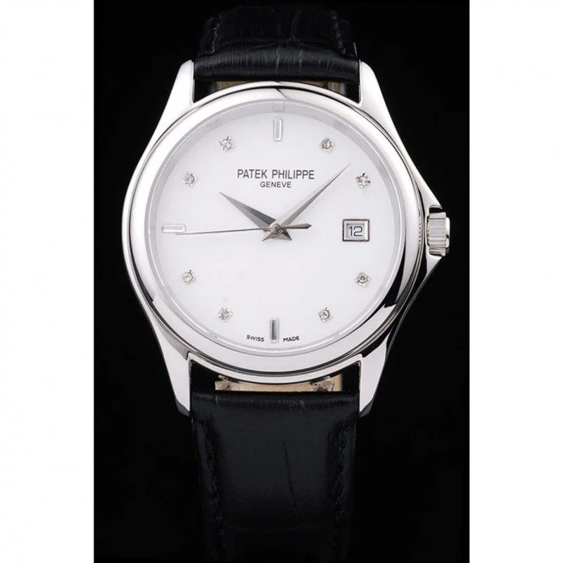 Geneve Calatrava Crystal Dial White 38 mm, Stainless Steel