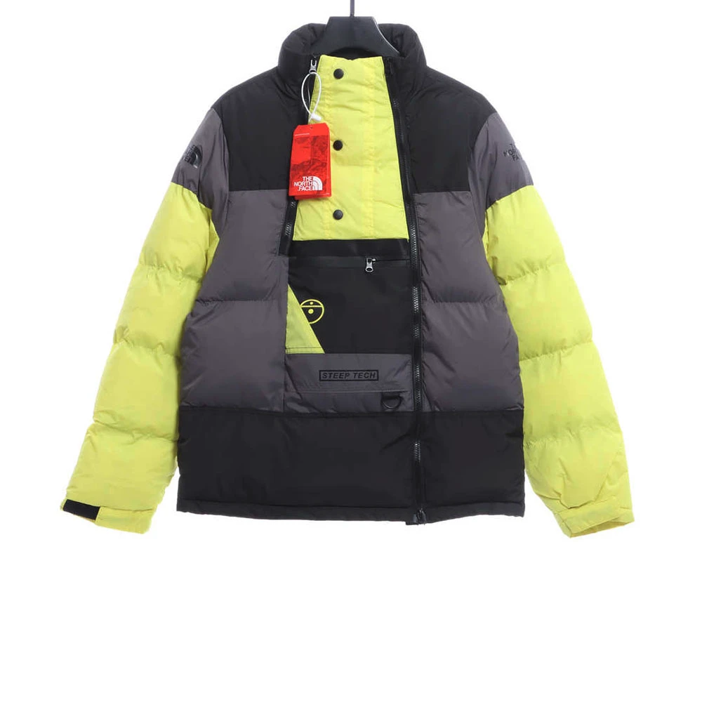 Multi-pocket paneled down jacket