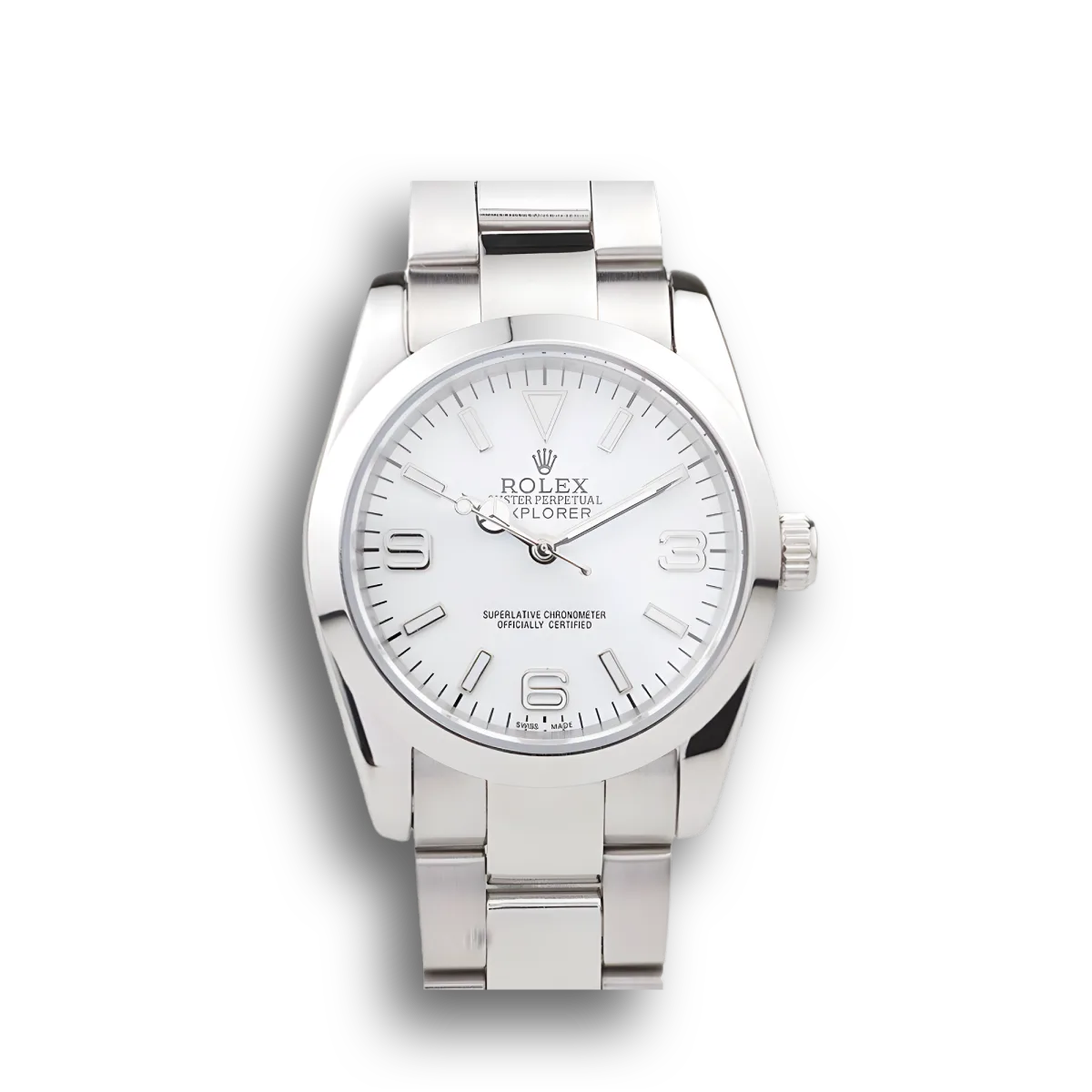 Explorer Polished Stainless Steel White Dial 98086