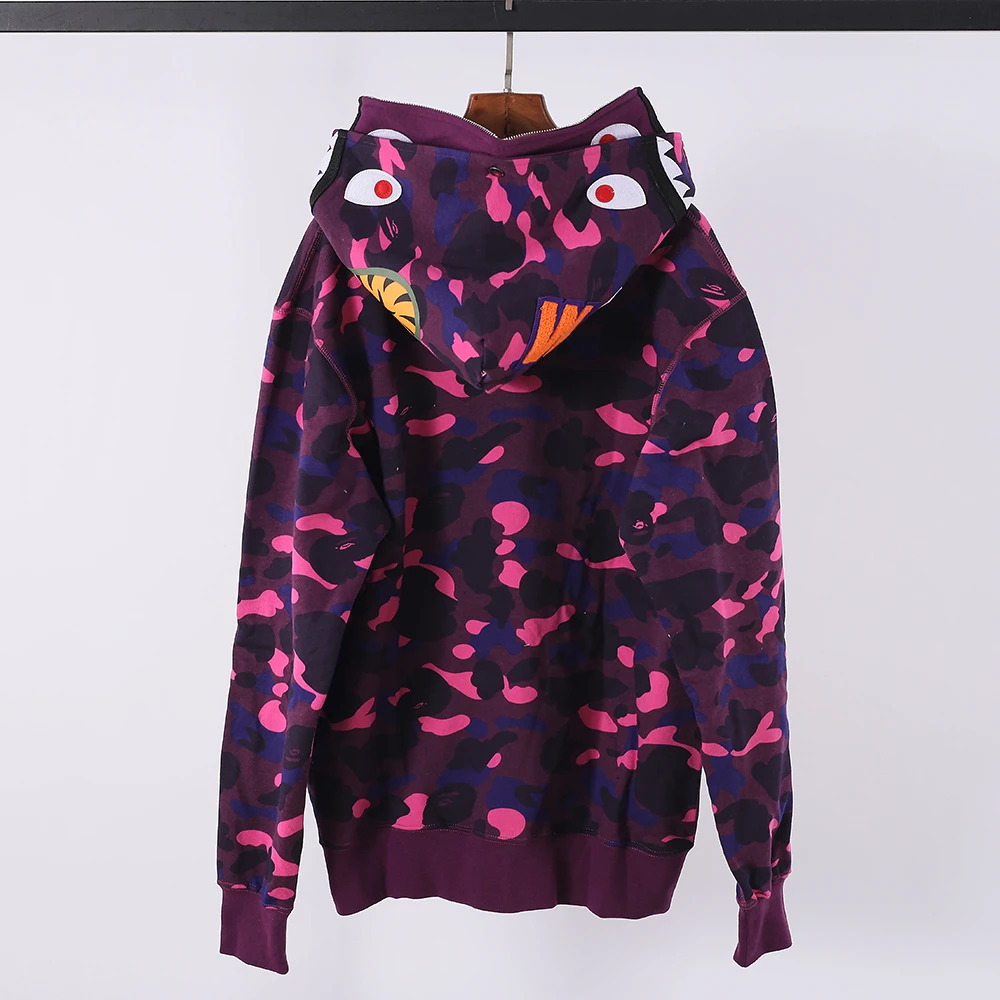 Shark Full Zip Hoodie Double Hat (Blue/ Red /Purple)