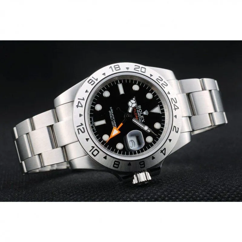 Swiss Explorer Stainless Steel Bezel Black Dial Watch