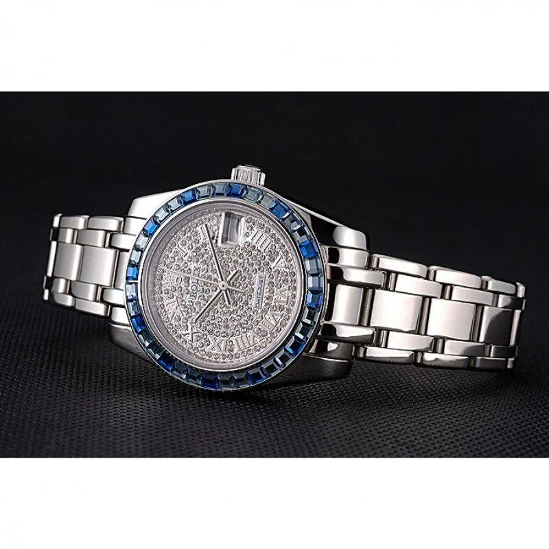 Datejust Diamond Dial Blue Jewels Bezel Stainless Steel Case And Bracelet 622834