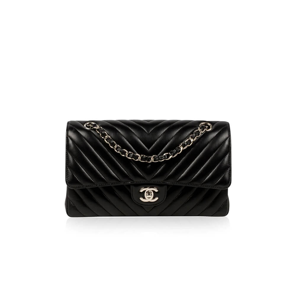 Chanel Classic Chevron Tweed Medium Flap