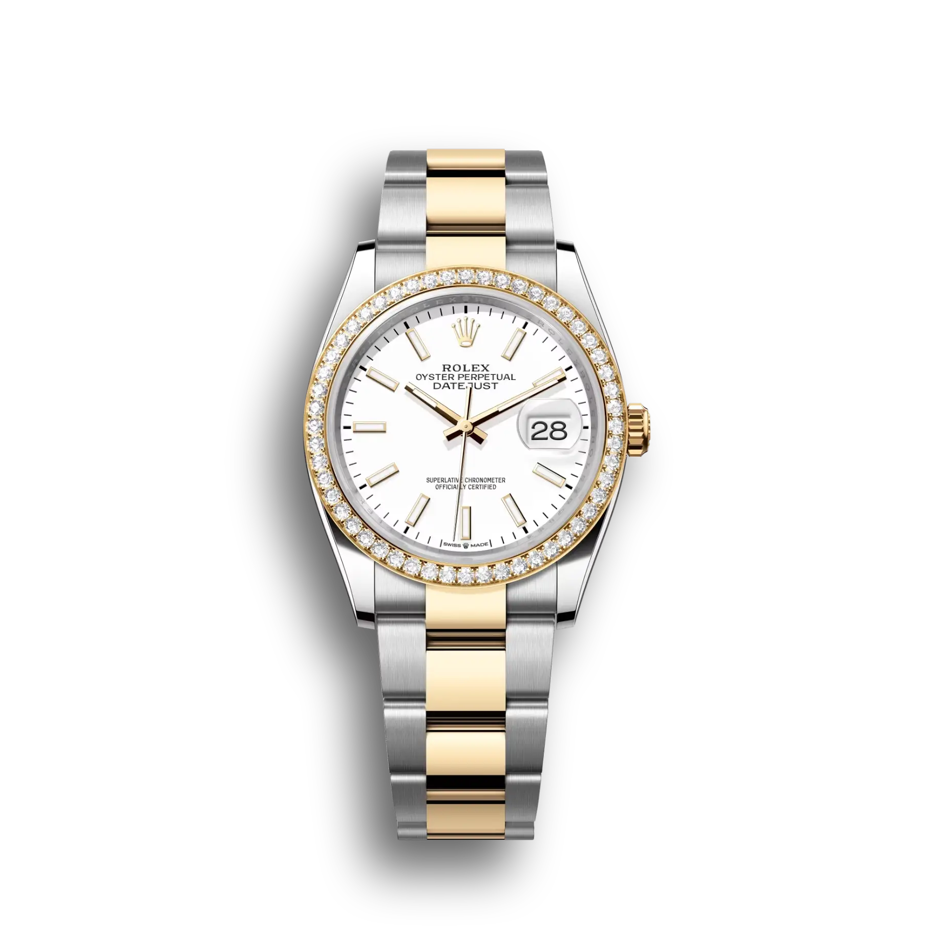 Datejust: Oystersteel and yellow gold, white, m126283rbr-0006