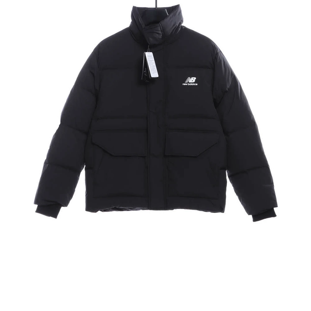 Solid color large pocket down jacket