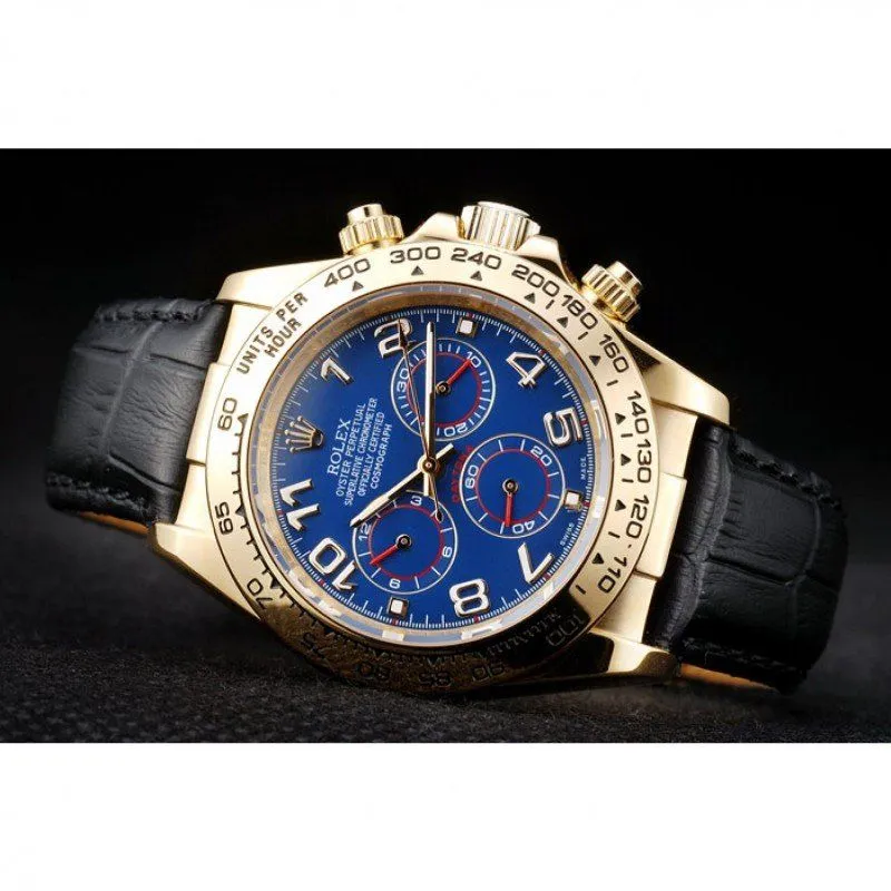 Daytona Gold Case Blue Dial Black Leather Strap