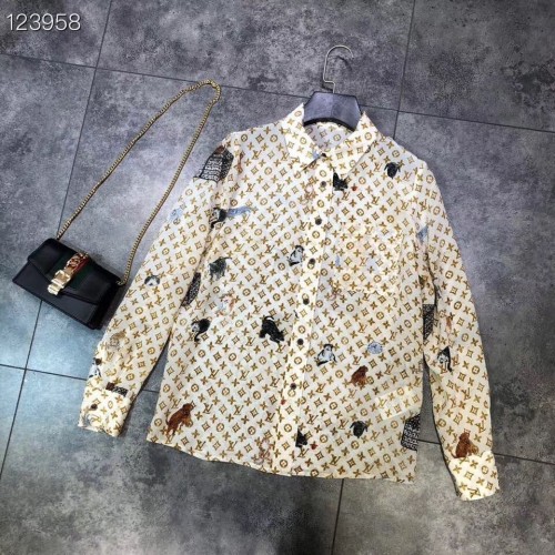 louis vuitton spring motif-printed-longsleeve-shirt white