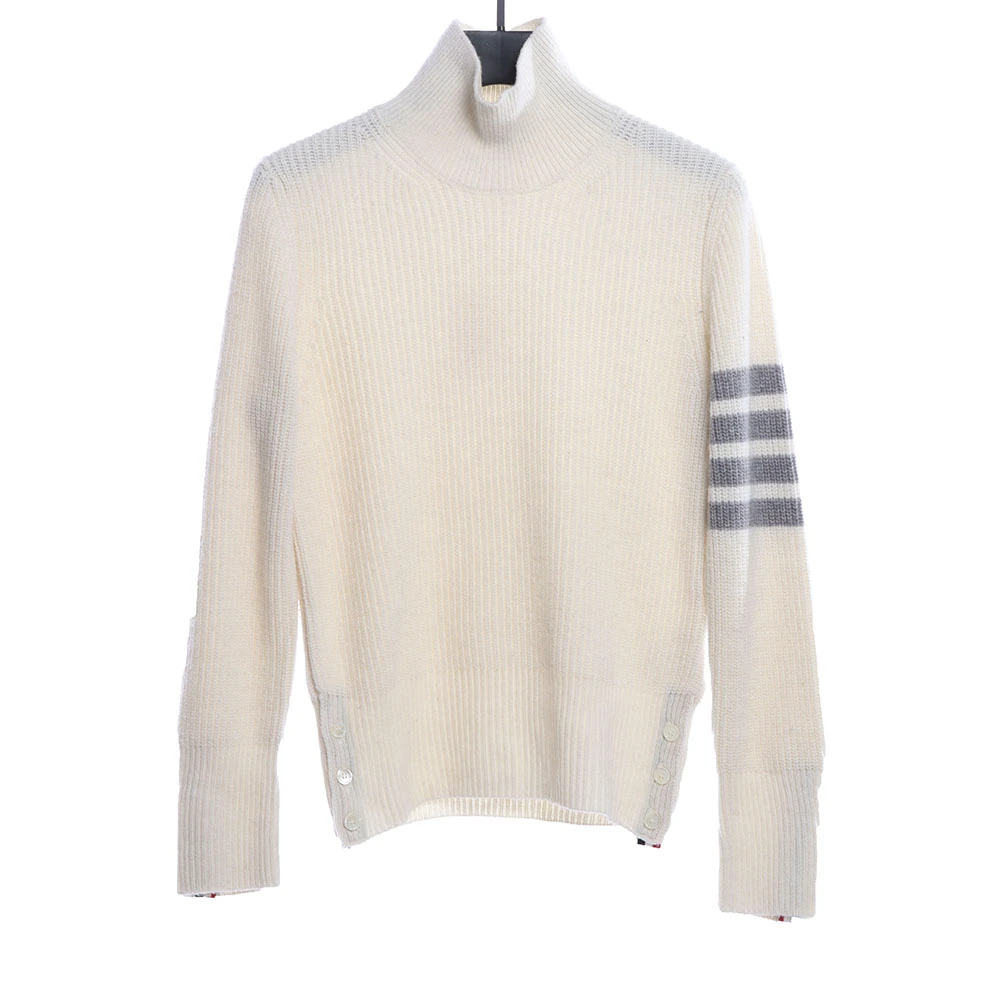 Wool turtleneck four-bar sweater