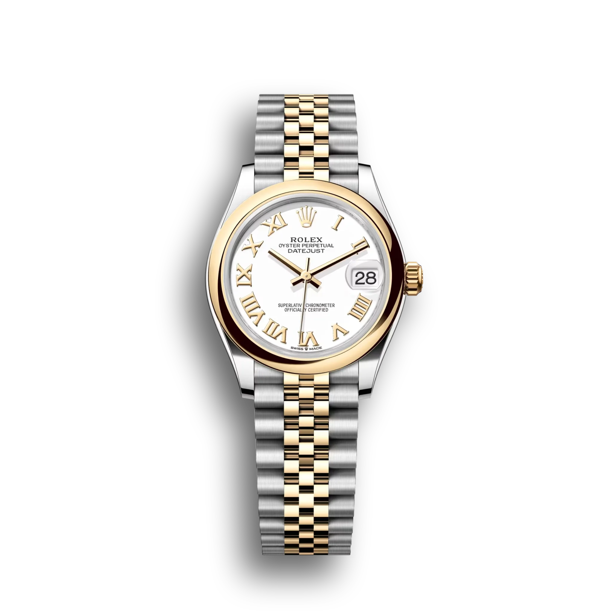 Datejust: Oystersteel and yellow gold, white dial, Jubilee bracelet, m278243-0002