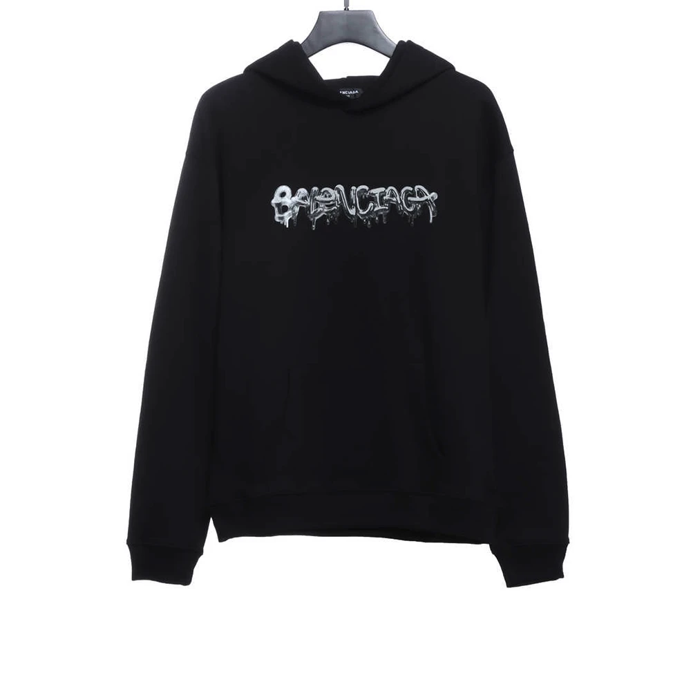 Hand Drawn Doodle Print Hoodie (Black/Grey)