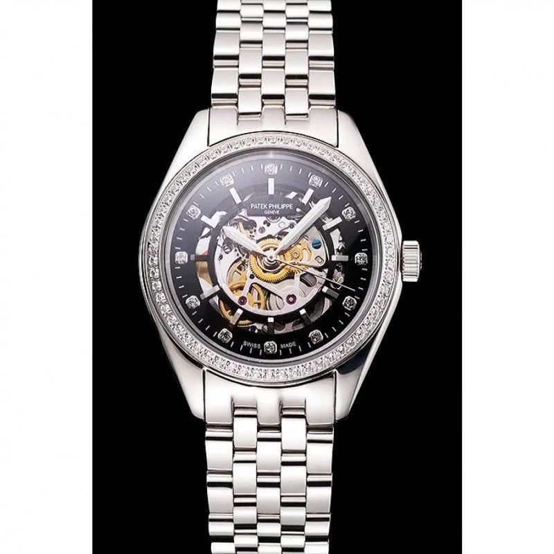 Calatrava Black & Diamond Dial 37 mm, Stainless Steel