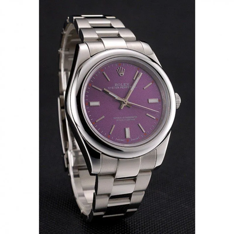 Oyster Perpetual Red Grape Dial Stainless Steel Case And Bracelet