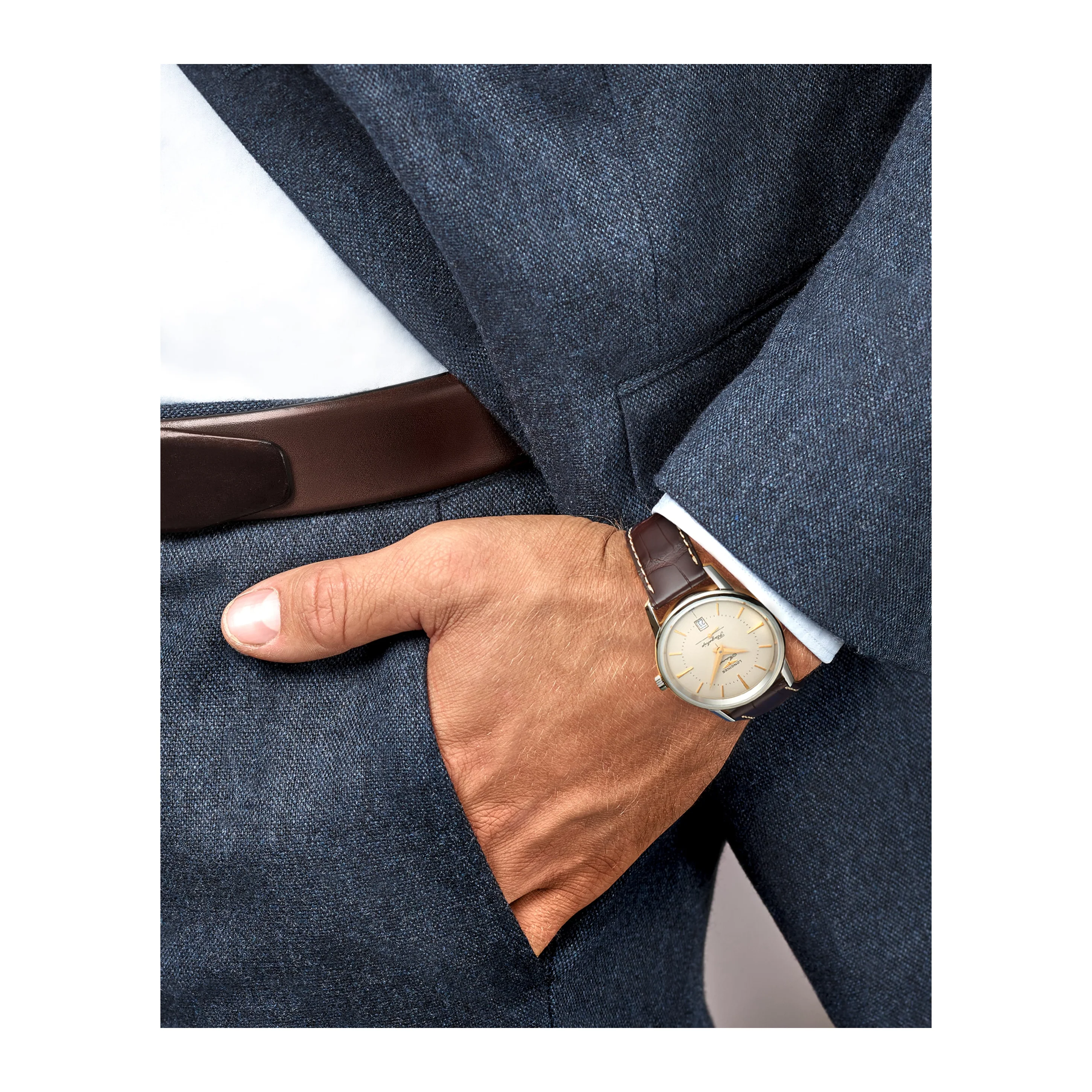 Flagship 38.5mm Automatic Heritage Brown Strap Watch L47954782