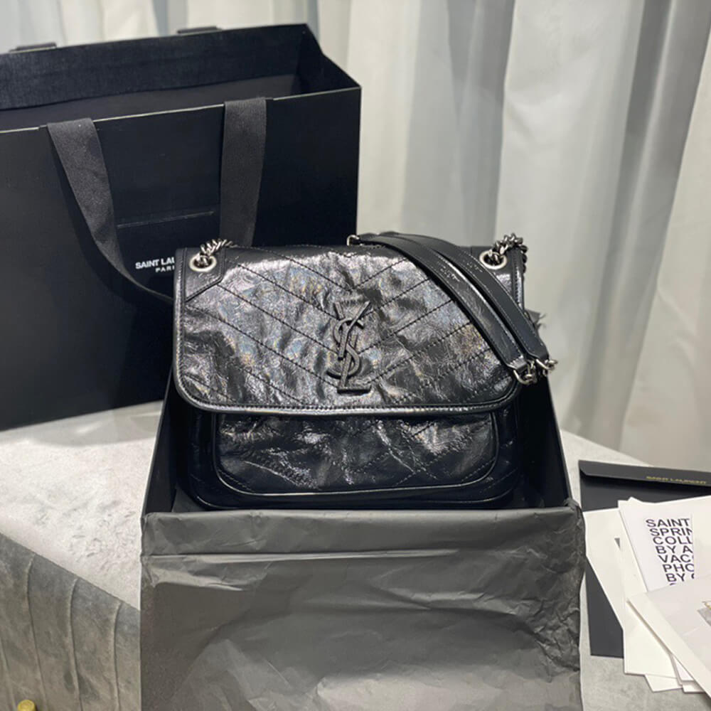 YSL SAINT LAURENT NIKI MEDIUM IN CRINKLED VINTAGE LEATHER