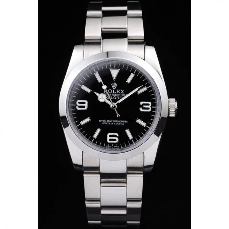 Explorer Polished Stainless Steel Black Dial 98087