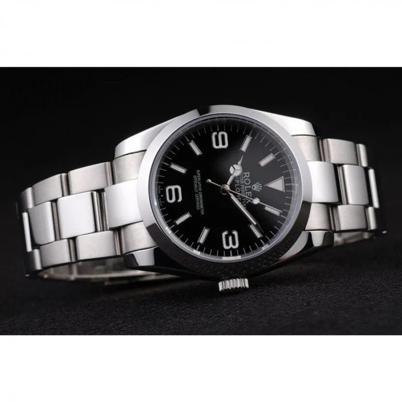 Explorer Polished Stainless Steel Black Dial 98087