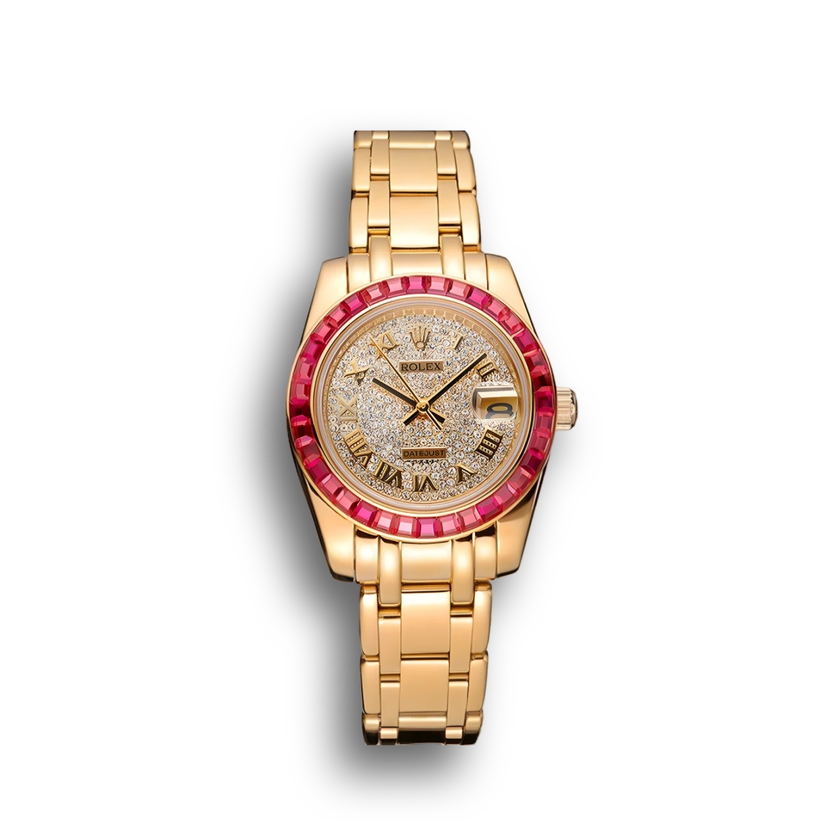 Datejust Diamond Dial Pink Jewels Bezel Gold Case And Bracelet 622835