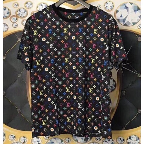 Louis Vuitton All Over Rainbow Logo T-shirt Black