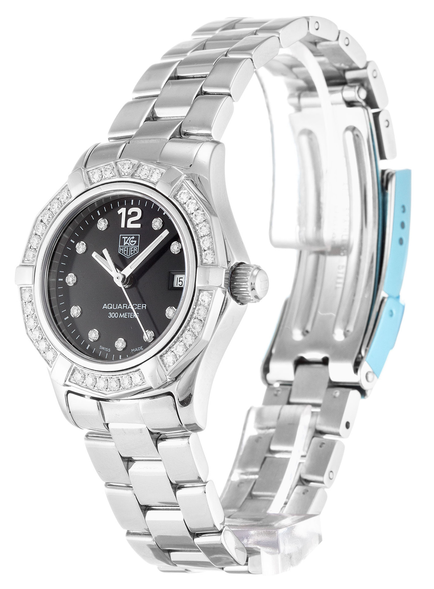 Aquaracer Black Dial Diamond Markers Lady WAF141D.BA0813 27MM
