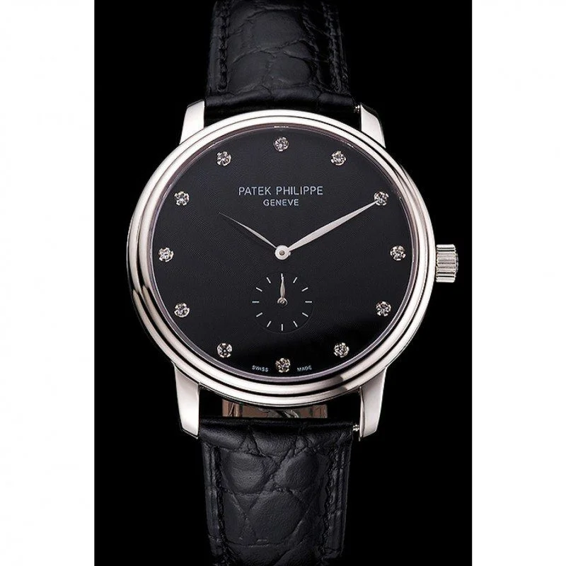 Calatrava Dial Black 41 mm, Stainless Steel