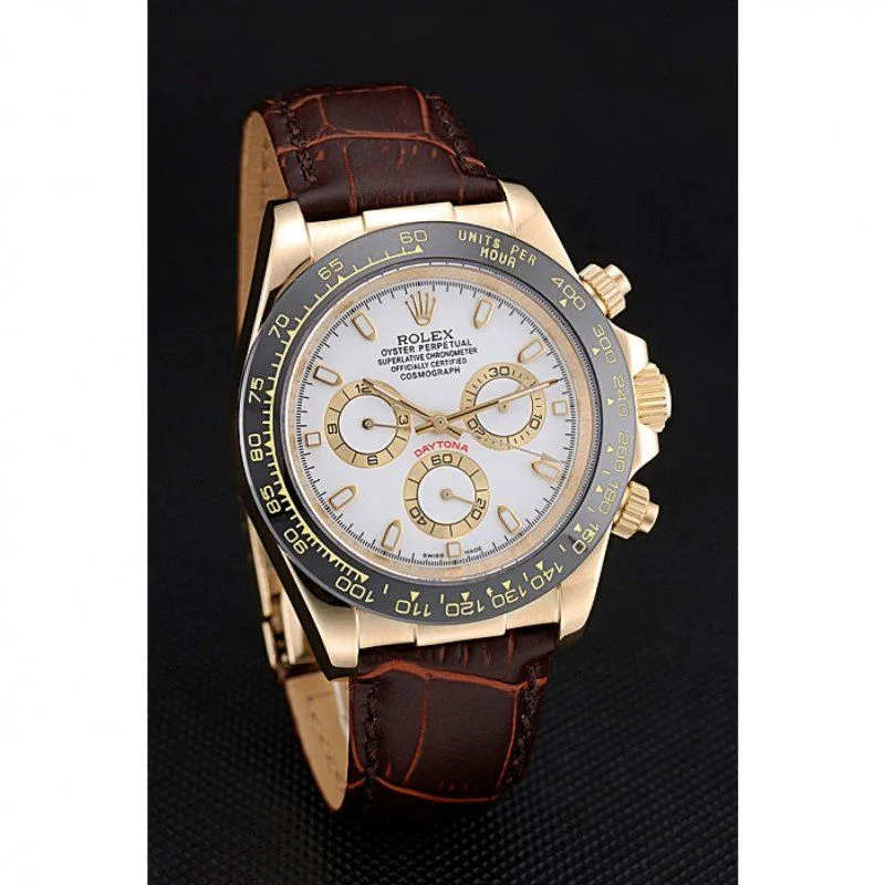 Cosmograph Daytona Gold Case White Dial Brown Leather Bracelet 622633